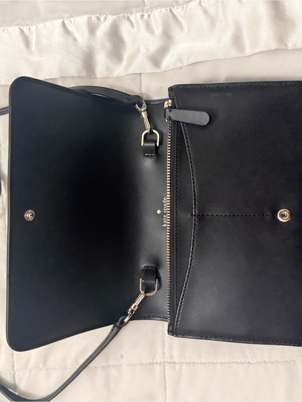kate spade Black Smooth Leather Crossbody with Gold Hardware